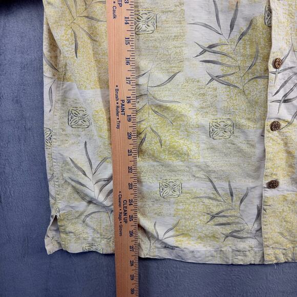 Joseph & Feiss Camp Shirt Men's XXL White Floral Silk Loop Collar Short Sleeve - Picture 6 of 9